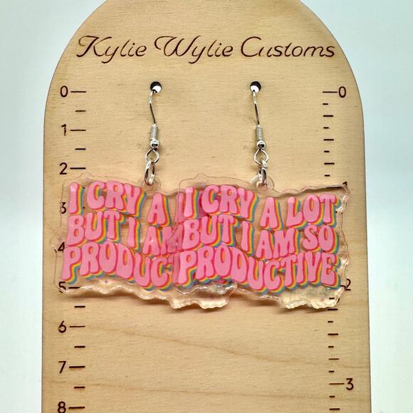 I Cry A Lot Earrings - Funny Earring - Cute Accessories - At Least Im Productive - Picture 8 of 8